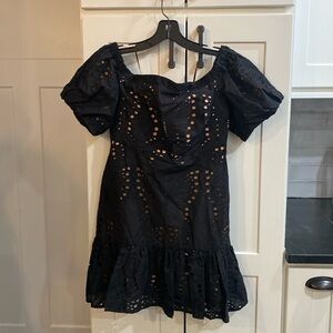 Milly black Eyelet Off the Shoulder Dress size 8 NWT